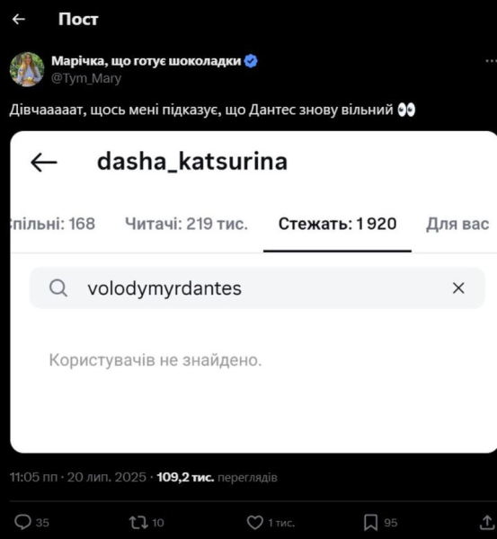 Кацуріна та Дантес спровокували чутки про розставання